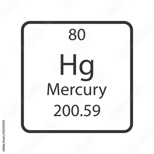 Mercury symbol. Chemical element of the periodic table. Vector illustration.