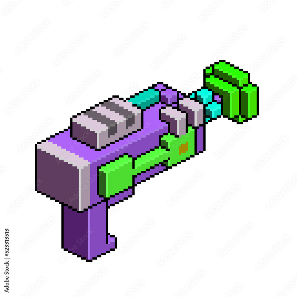 Obraz premium Toy gun colorful pixel art