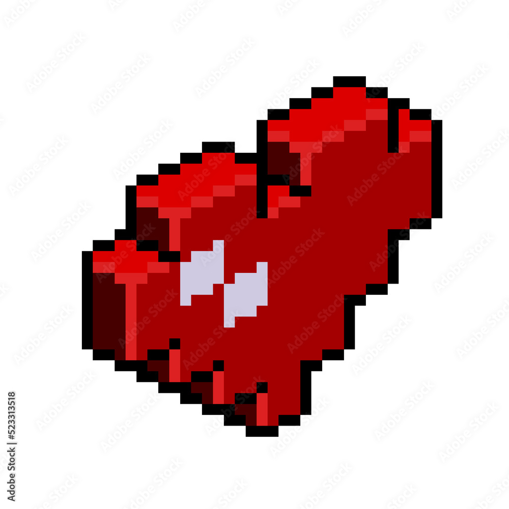 Red heart cartoon isometric pixel art Red heart cartoon isometric pixel art