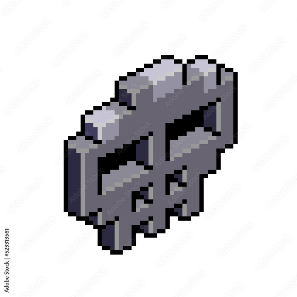 Fototapeta premium Skull cartoon isometric pixel art