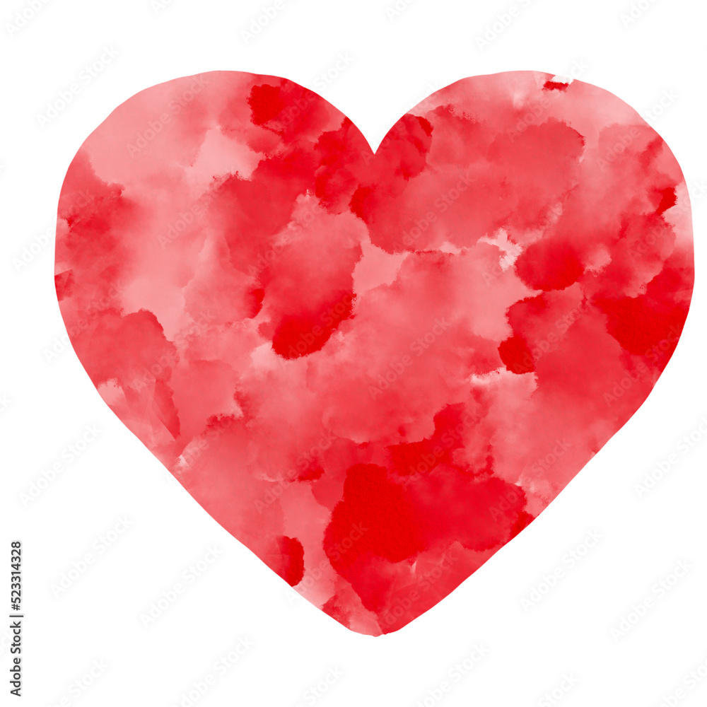 Very Red Heart Watercolor Paint Stain Background