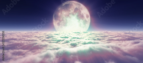 above clouds full moon illustration