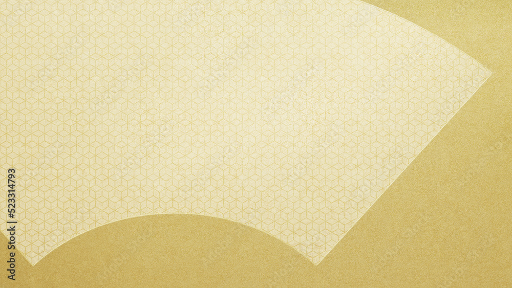 Oriental golden background material using a fan