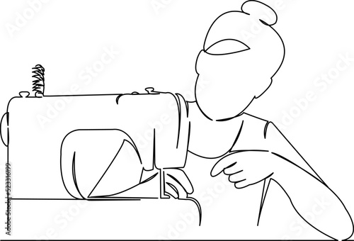 girl sewing on a sewing machine