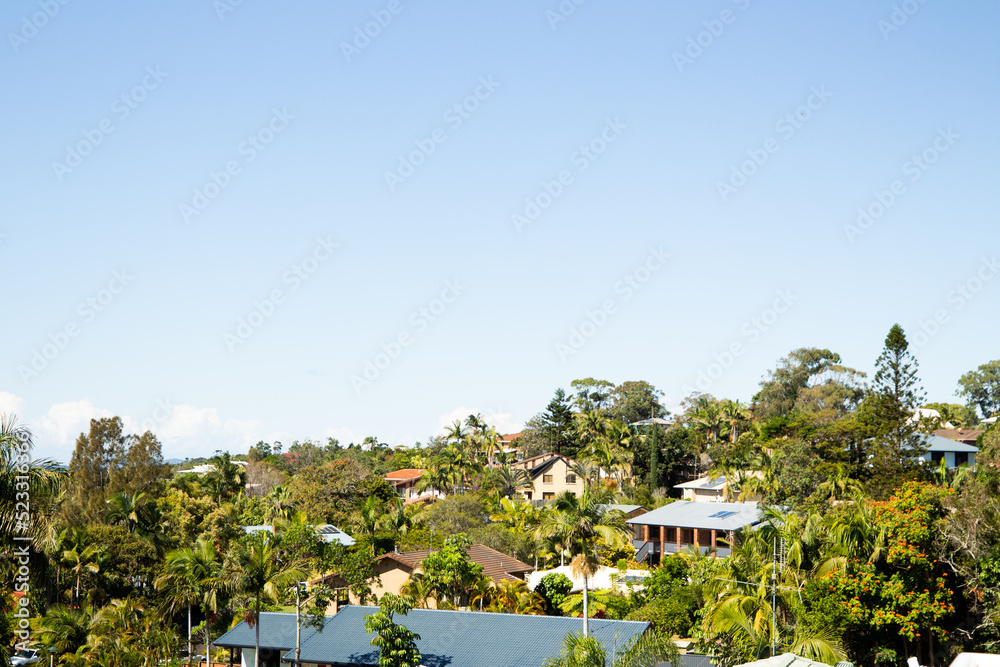view of houses in the mountains