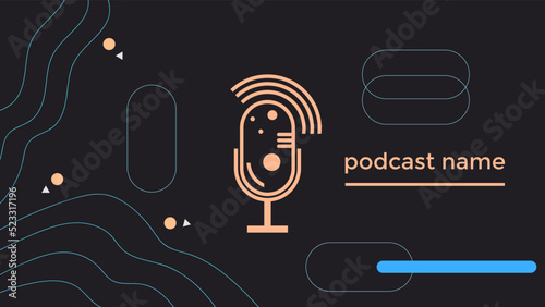 ABSTRACT TEMPLATE PODCAST MICROPHONE FLAT COLOR LIQUID DESIGN BACKGROUND VECTOR. GOOD FOR COVER DESIGN, BANNER, WEB,SOCIAL MEDIA
