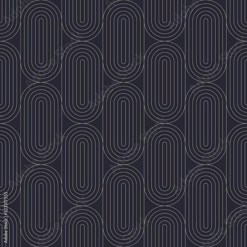 Stylish Art Deco Vintage Outline Art Seamless Pattern Vector Abstract Background. Trendy Fashionable Linear Geometric Retro Artdeco Motif Repetitive Wallpaper. Line Art Graphic Luxurious Illustration