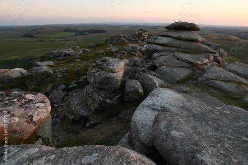 Rough Tor Bodmin Moor Cornwall at sunset