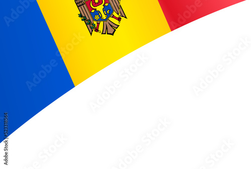 Moldova flag flying on white background