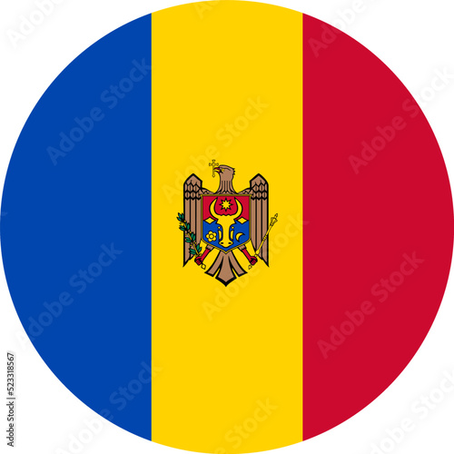 Moldova flag in circle shape isolated on transparent background