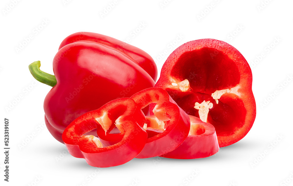 Red pepper slice isolated on white Red pepper slice isolated on white