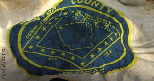 Old flag of Benton county, state of Arkansas, United States - loop photo