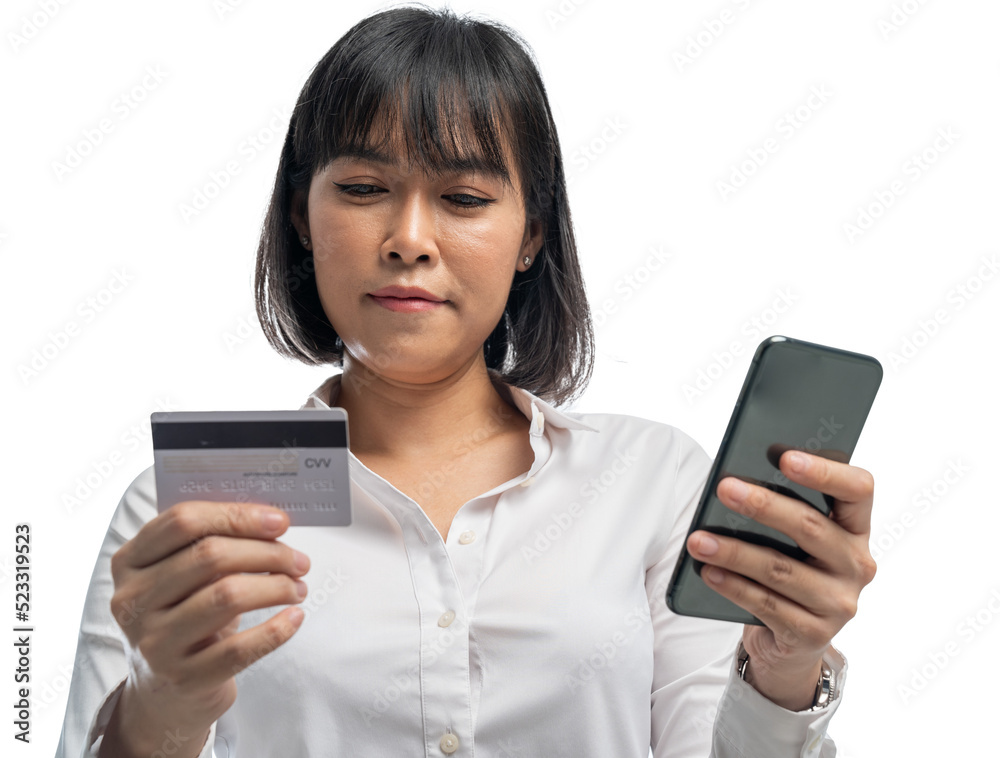 woman wearing white shirt holding credit card woman wearing white shirt holding credit card