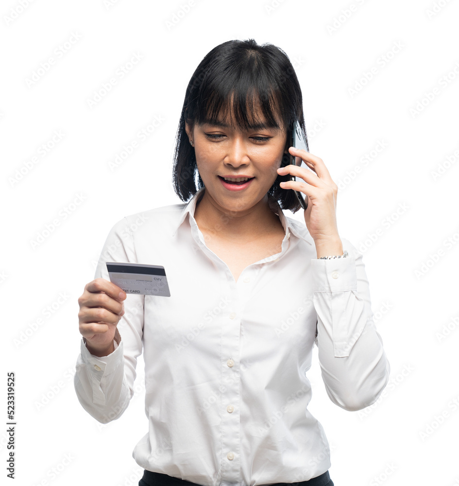 woman wearing white shirt holding credit card woman wearing white shirt holding credit card