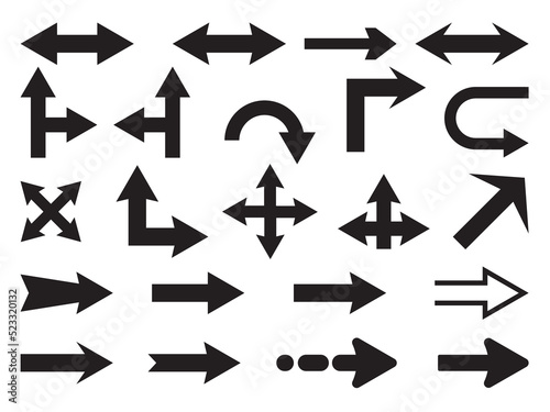 Collection of simple vector black arrows.
