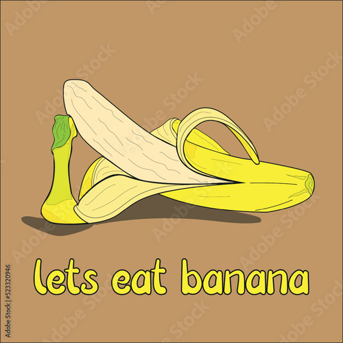 illustration of a banana, illustration lets eat banana for public or kids book