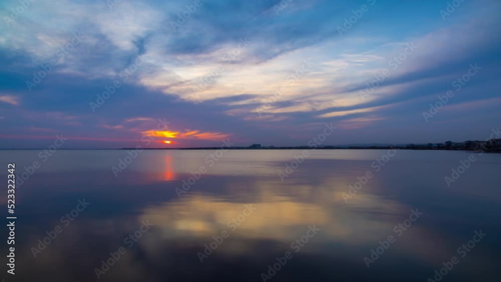 View of the reflection in the Black Sea against the background of the sky and sunset View of the reflection in the Black Sea against the background of the sky and sunset