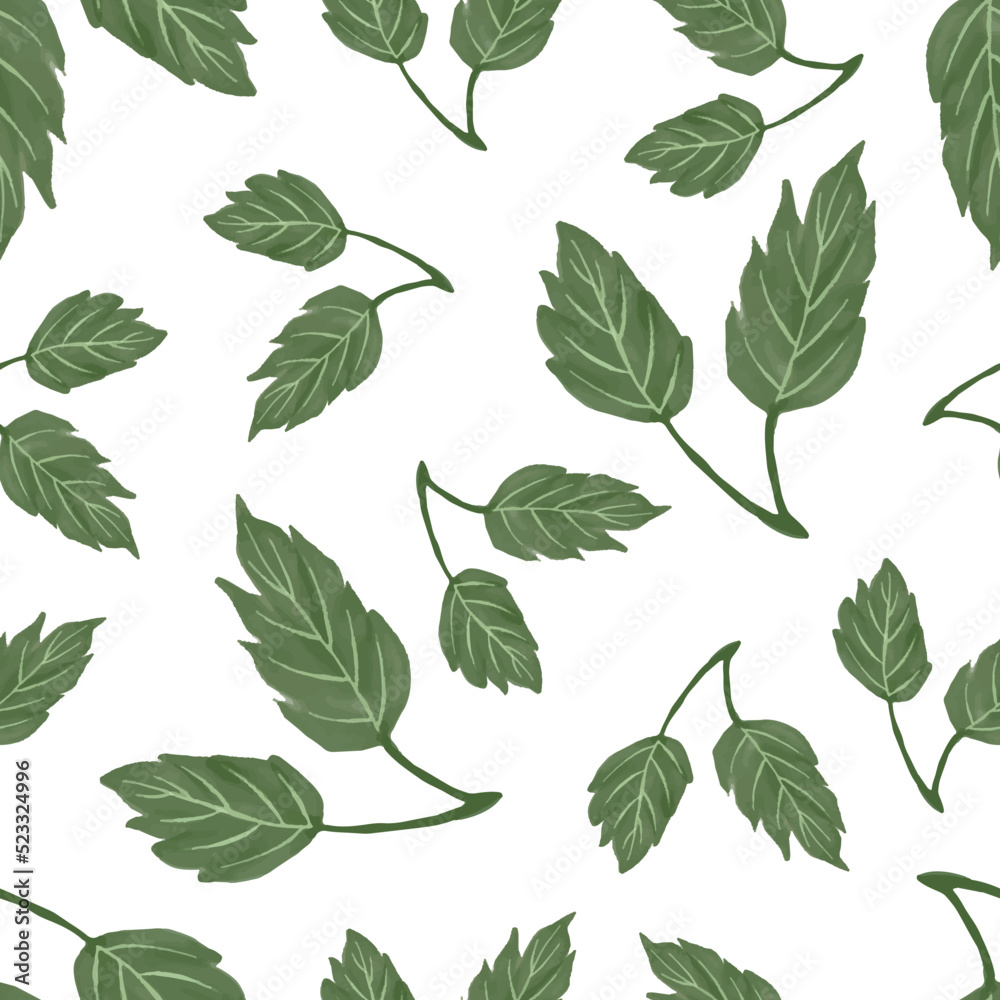 Fototapeta premium seamless pattern of fresh green leaves