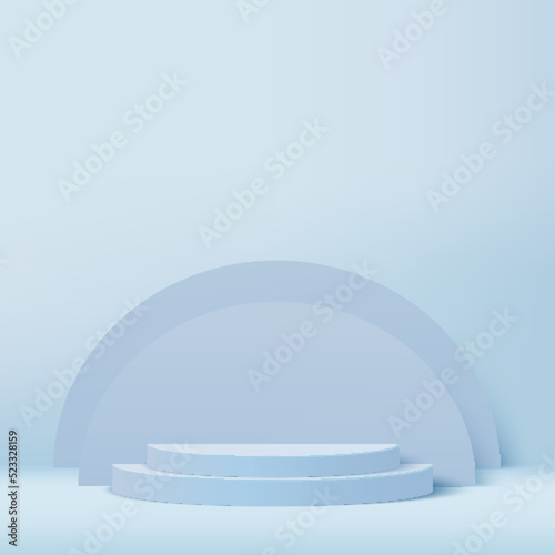 3d blue color podium and minimal blue color wall scene. 3d podium minimal abstract background. Vector © Azad Mammedli