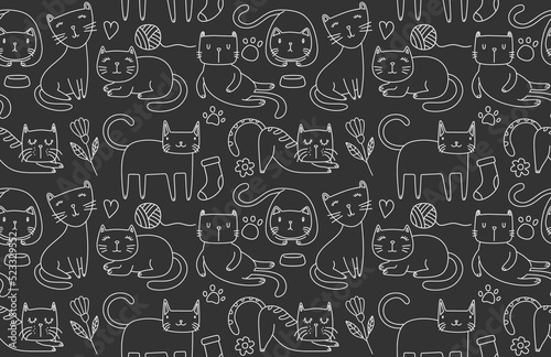 Funny doodle cats sketch.