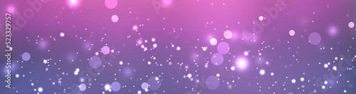 Panoramic light holiday decoration concept. Beautiful bokeh abstract shiny light and glitter for christmas background