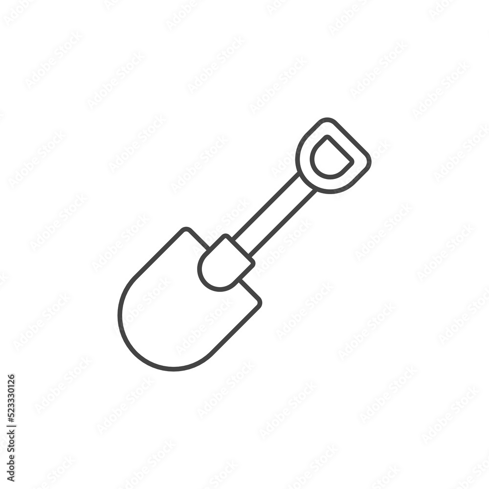 Shovel icon vector, line logo illustration, pictogram isolated on white