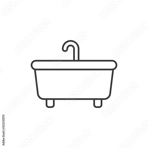 Thin line bathub icon. Bathtub bath icon vector button logo symbol concept. Thin line bathub icon. Bathub and Shower Icon Vector. Illustration Vector graphic of bathub. Bathroom Element Symbol.
