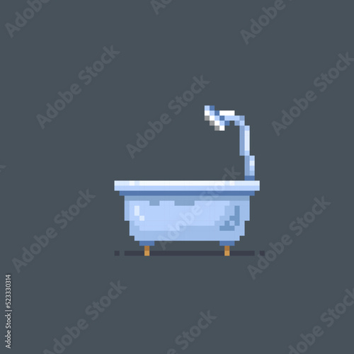 bathtub in pixel art style