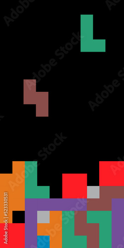 Set of color tetris block background, color puzzle icon , logic fun game vector illustration