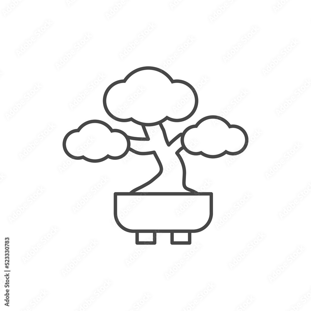 Black tree logo illustration icon. Bonsai tree on white background. Linear style sign for mobile concept and web design. Tree symbol illustration. vector graphics Black tree logo illustration icon. Bonsai tree on white background. Linear style sign for mobile concept and web design. Tree symbol illustration. vector graphics