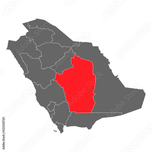 Saudi arabia, Riyadh region high detailed map, geography graphic country, border vector illustration