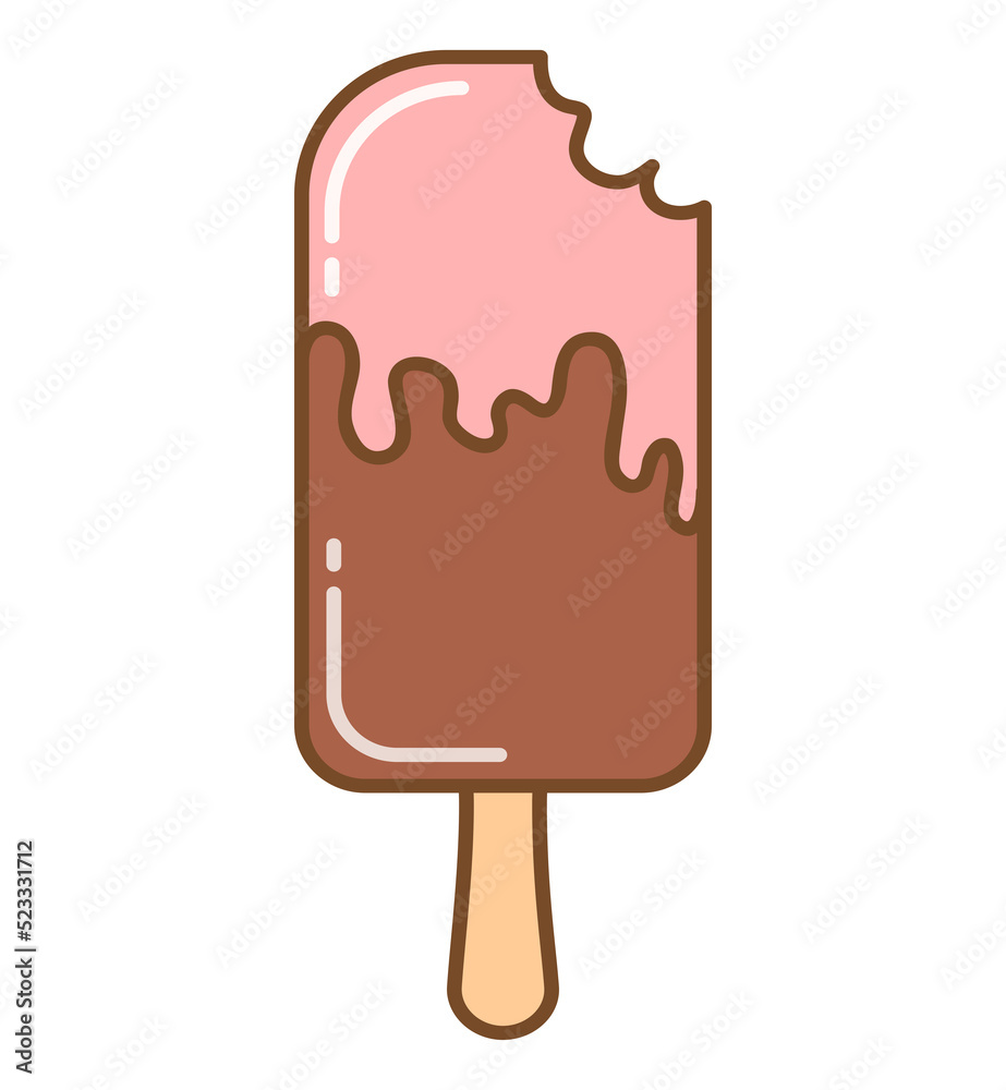 Ice cream illustration. Cute colorful ice cream cartoon illustration Ice cream illustration. Cute colorful ice cream cartoon illustration