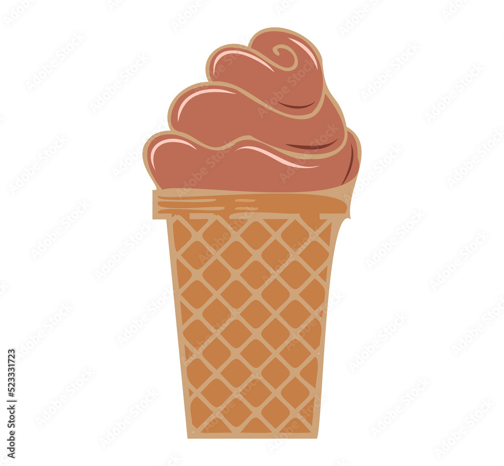 Ice cream illustration. Cute colorful ice cream cartoon illustration Ice cream illustration. Cute colorful ice cream cartoon illustration