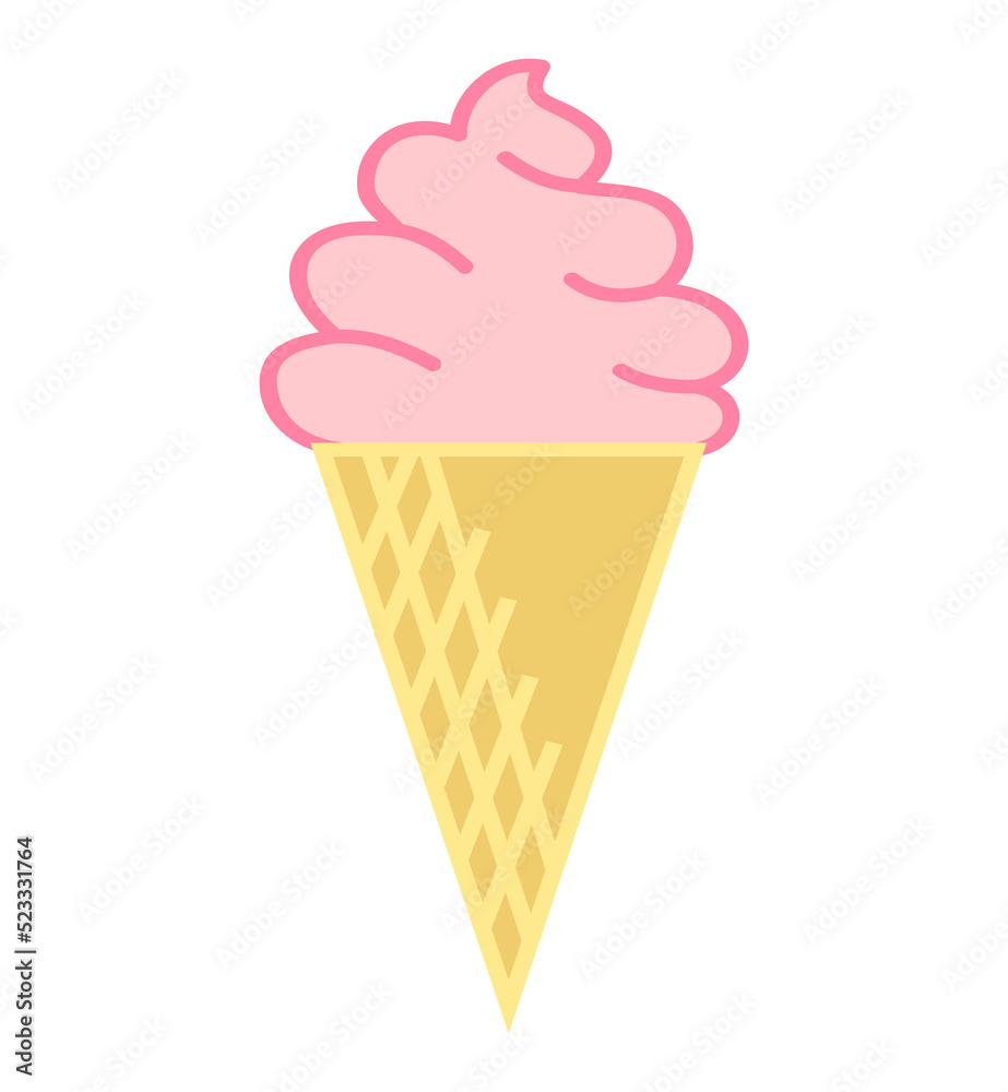 Ice cream illustration. Cute colorful ice cream cartoon illustration