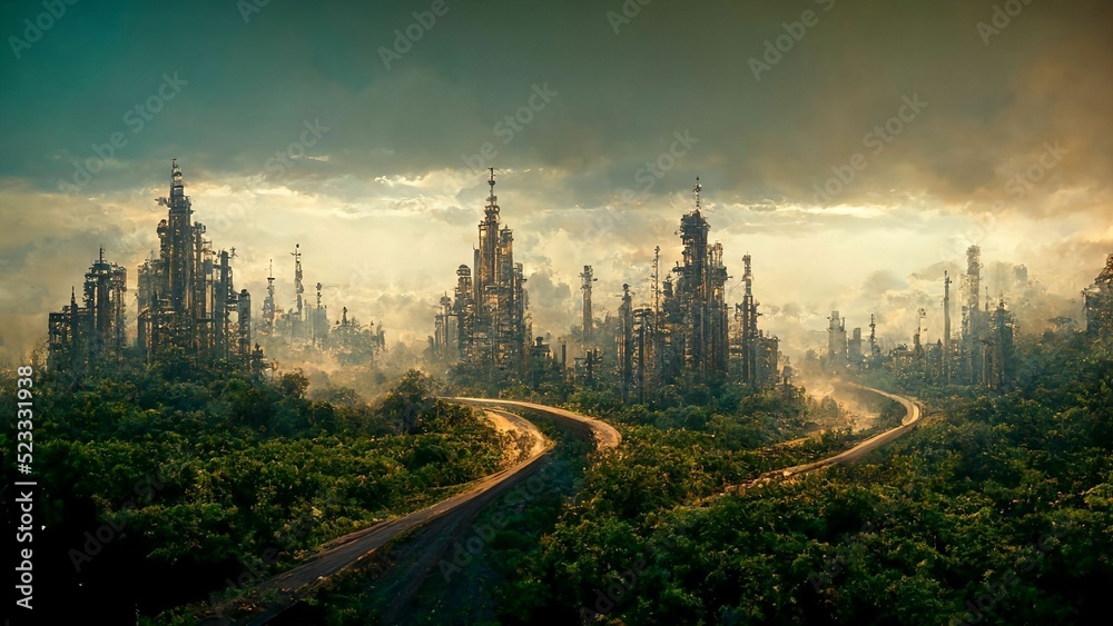 Fototapeta premium steampunk city