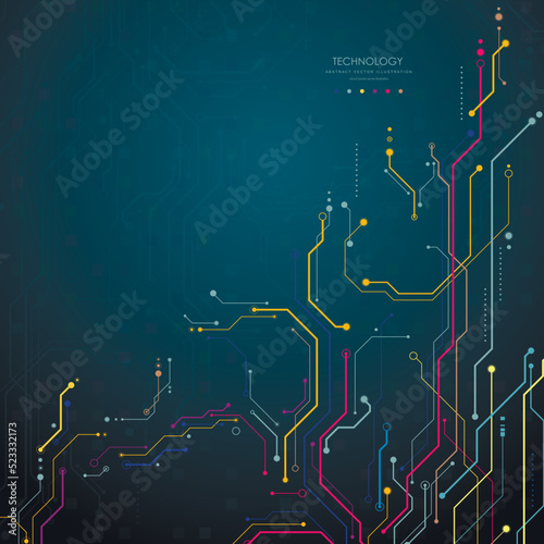 Circuit board  technological processes  science   concept futuristic digital technology background  vector illustration 