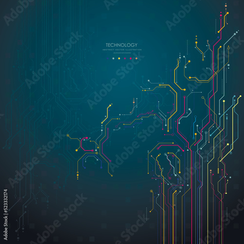 Circuit board  technological processes  science   concept futuristic digital technology background  vector illustration 