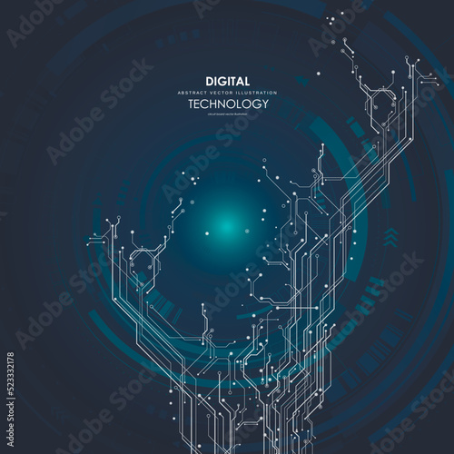 Circuit board  technological processes  science   concept futuristic digital technology background  vector illustration 