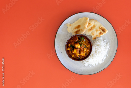 Plate of Vegetarian Indian Paneer Curry