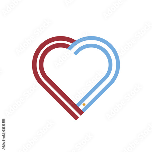 unity concept. heart ribbon icon of latvia and argentina flags. vector illustration isolated on white background