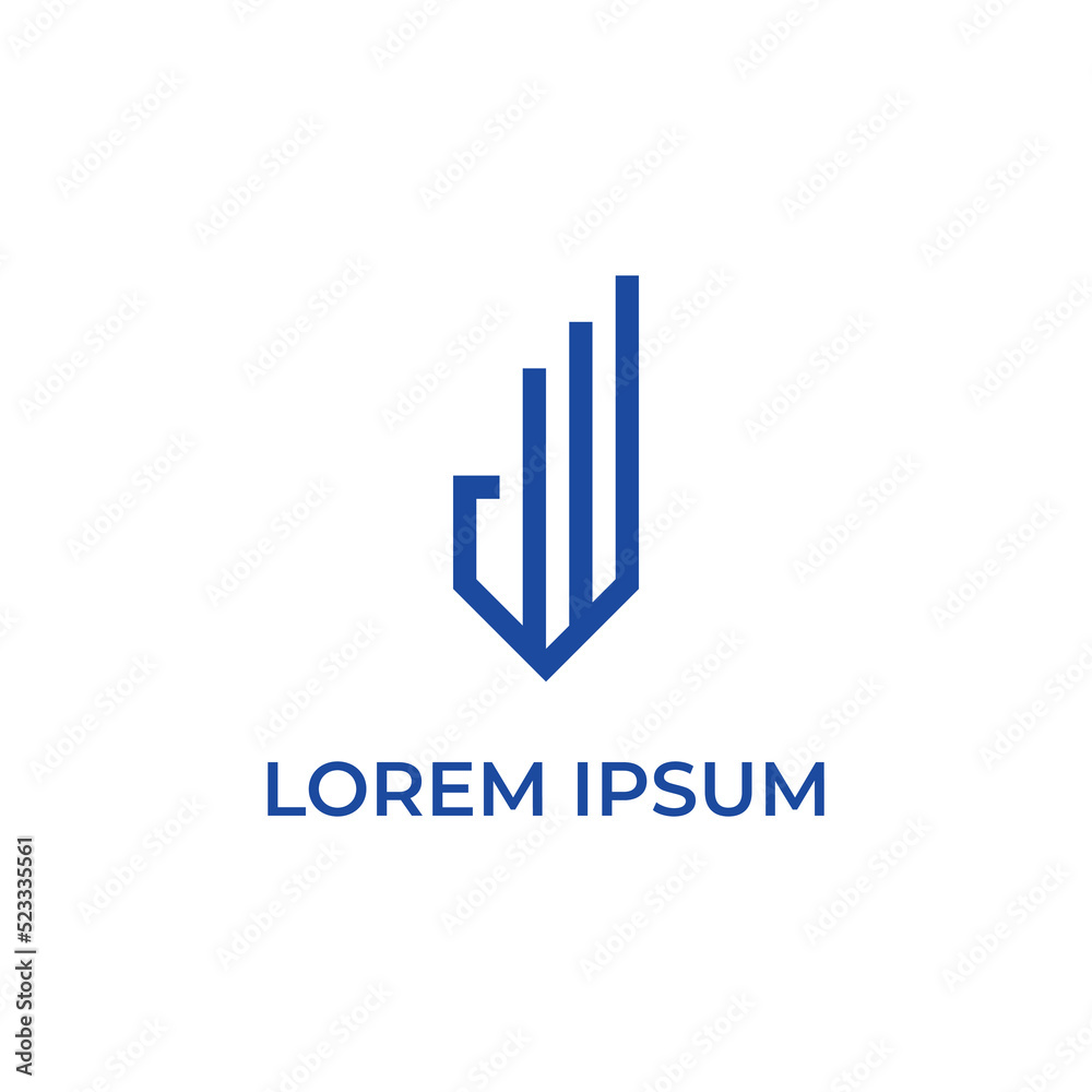 D W unique monogram style logo design D W unique monogram style logo design