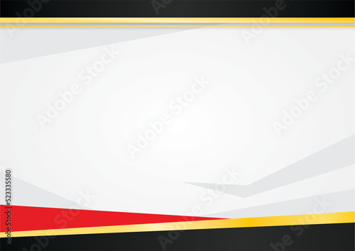 Certificate template with polygonal shapes and red, golden and black border.