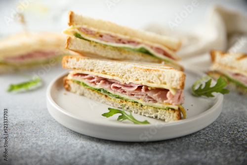 Traditional ham and cheese sandwiches