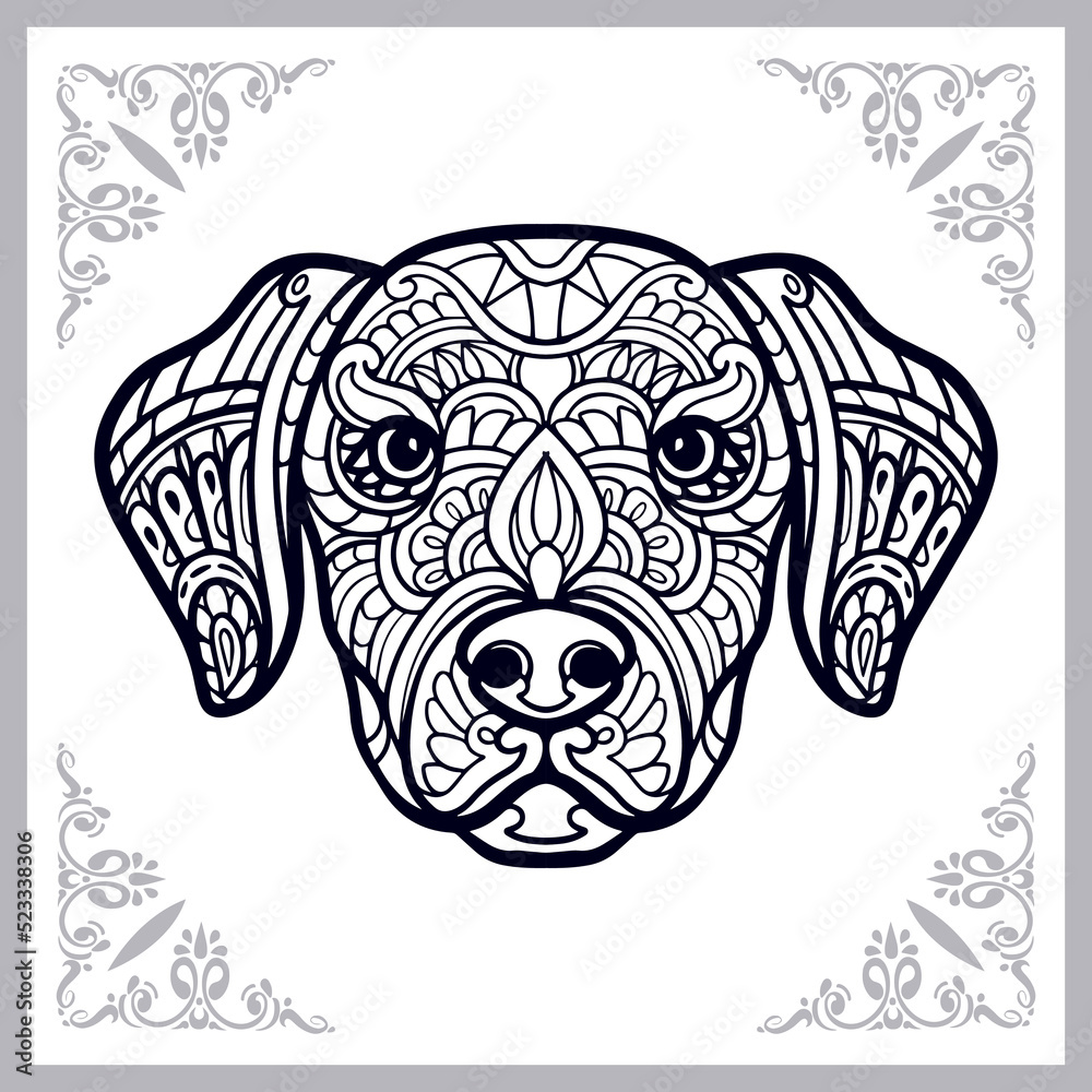Dog head zentangle arts isolated on white background Dog head zentangle arts isolated on white background