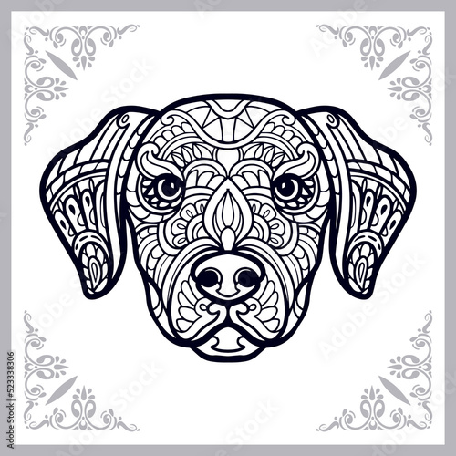 Dog head zentangle arts isolated on white background