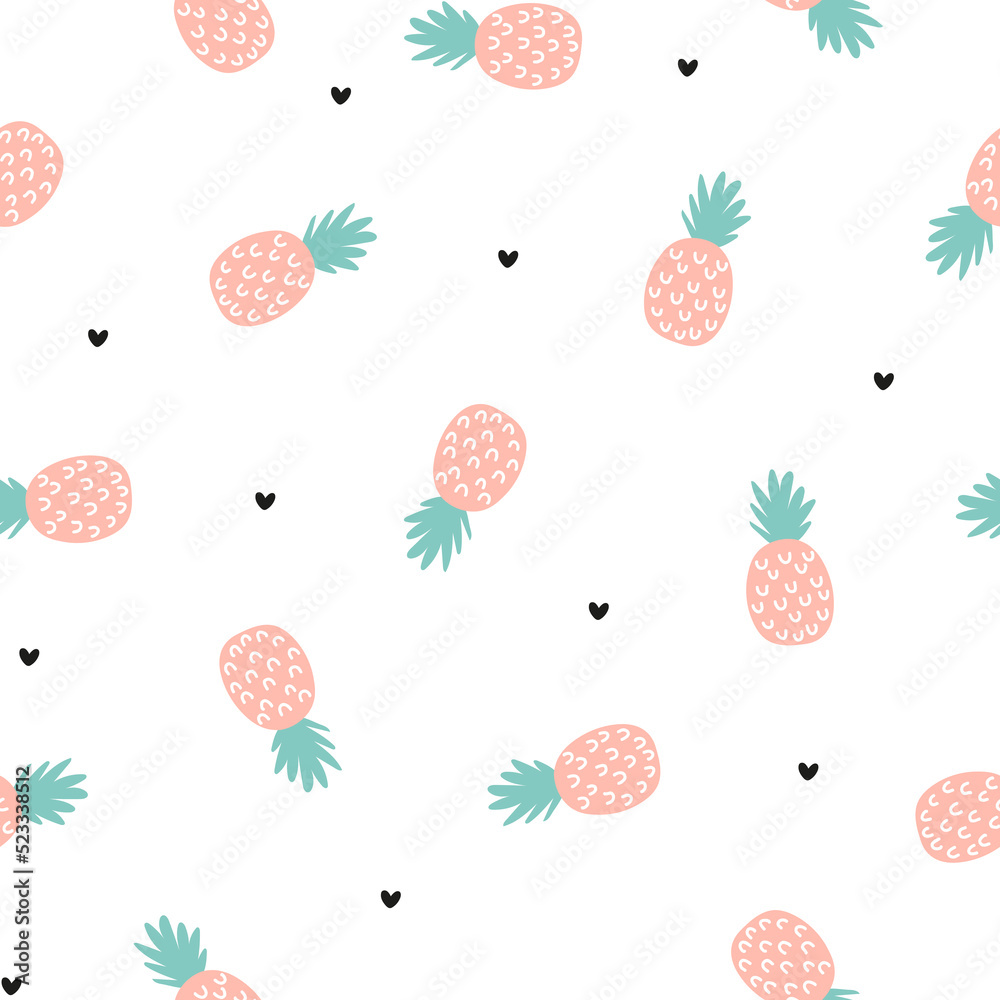 Seamless pattern with pink pineapples Seamless pattern with pink pineapples