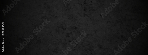 Dark black grunge cracked textured concrete background. Panorama dark grey black slate background or texture. Vector black concrete texture. Stone wall background. 