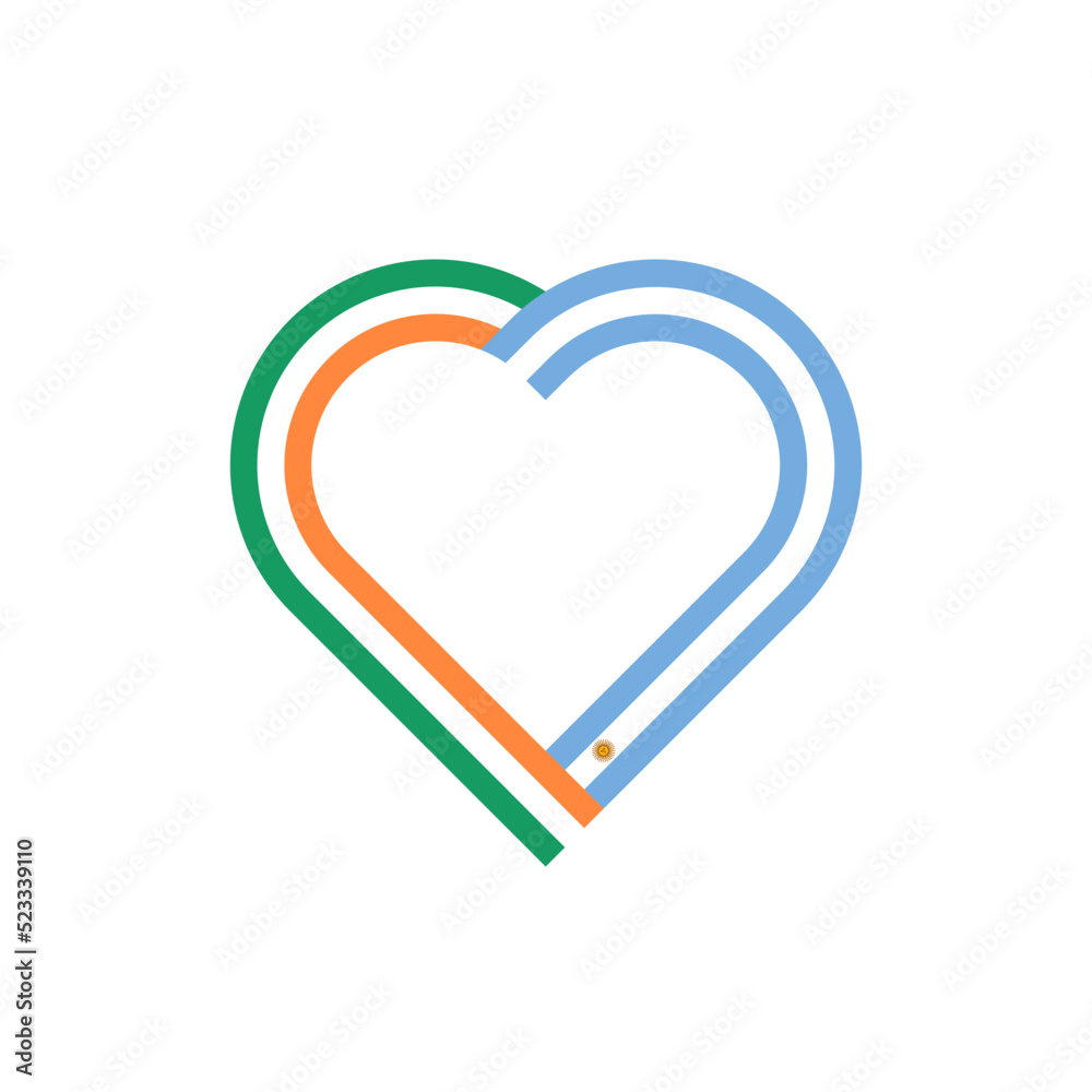 unity concept. heart ribbon icon of ireland and argentina flags. vector illustration isolated on white background unity concept. heart ribbon icon of ireland and argentina flags. vector illustration isolated on white background