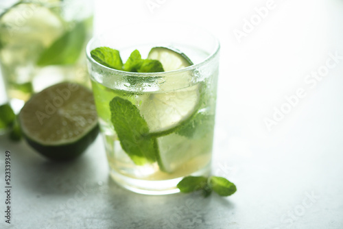 Refreshing homemade Mojito cocktail with lime