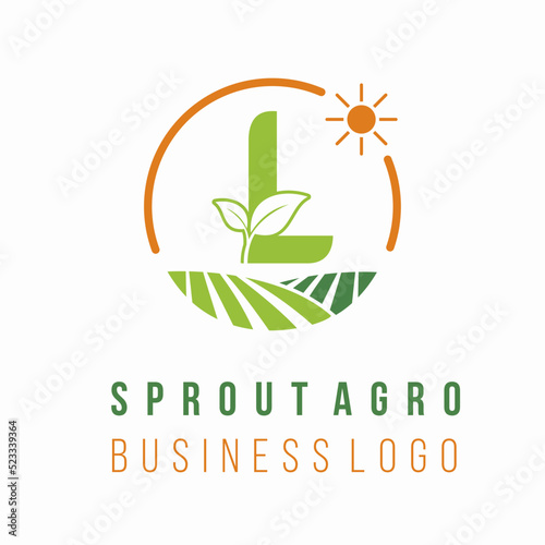 Initial l letter with farm land field for agrobusiness environment ecology business consultant logo idea